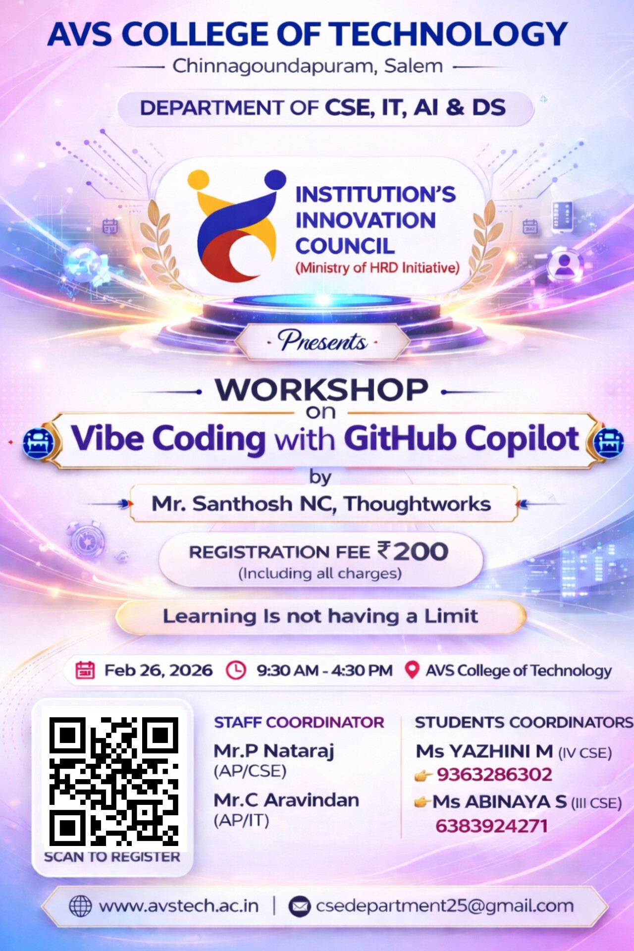 VIBE CODING WITH GITHUB COPILOT - AVS College of Technology